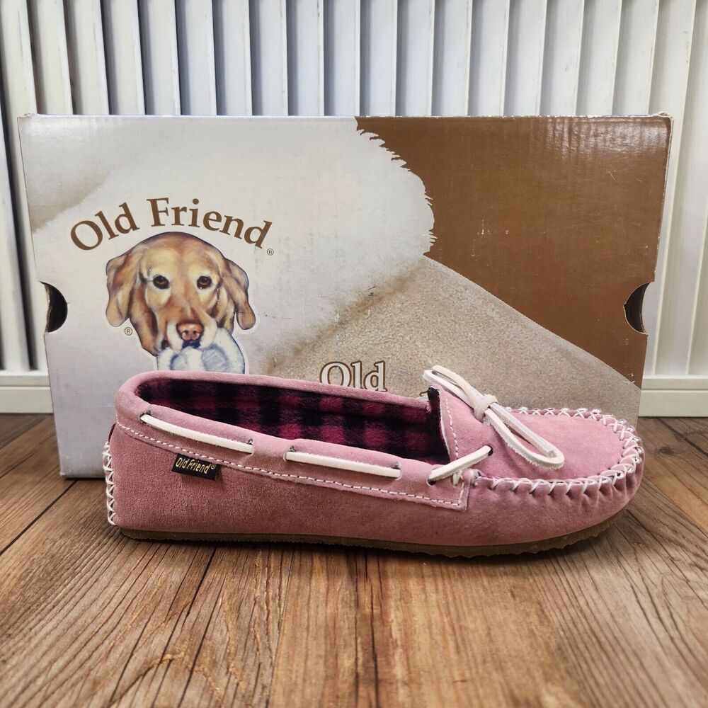 Old Friend Buckeye Pink Moccasin Slippers Child Sz 3 Fleece Lined Moc Toe 568100